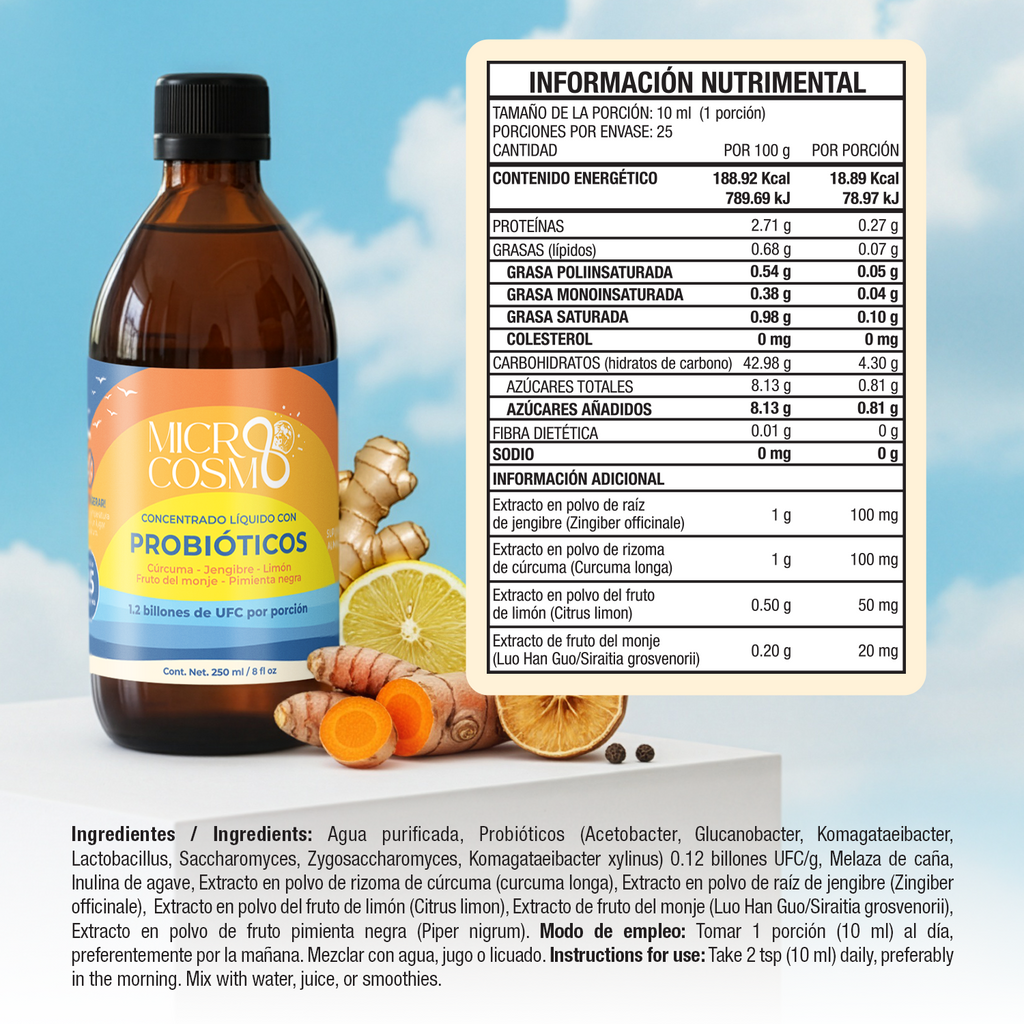 Microcosmo Cúrcuma – Concentrado Líquido con Probióticos Vivos