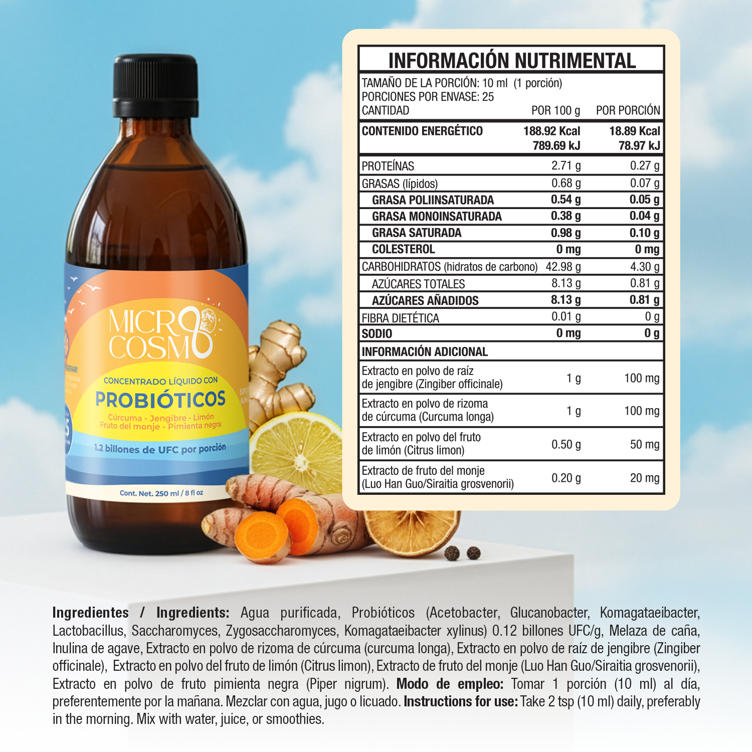 Microcosmo Cúrcuma – Concentrado Líquido con Probióticos Vivos