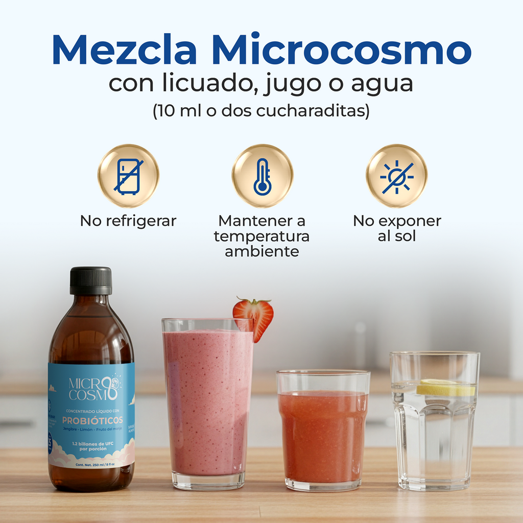 Microcosmo Jengibre – Concentrado Líquido con Probióticos Vivos